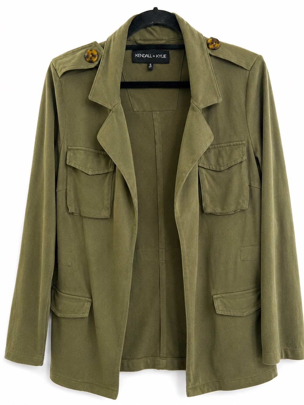 Kendall + Kylie Utility Jacket Small Olive Green Military Safari Cargo